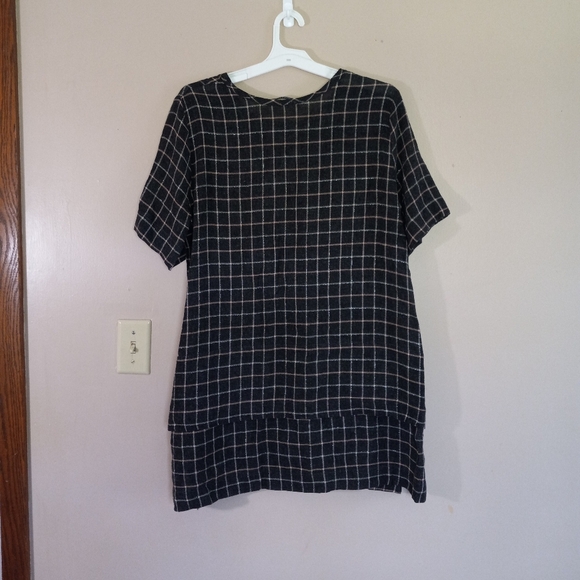 Zara Women Window Pane Sparkly Short Sleeve Lagenlook Tunic Womens Sz XS - Picture 4 of 5